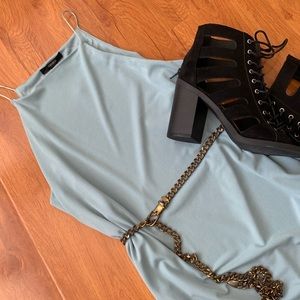 Blue Halter Mini Dress